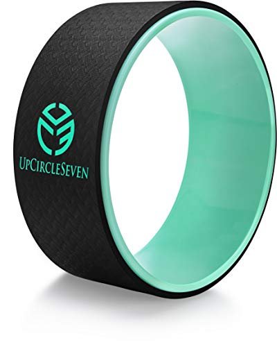 UpCircleSeven Yoga Wheel - [Pro Series] Strongest & Most Comfortable Yoga Prop Wheel - Perfect for Back Pain Stretching & Backbends, 12 x 5 IN (Cyan)