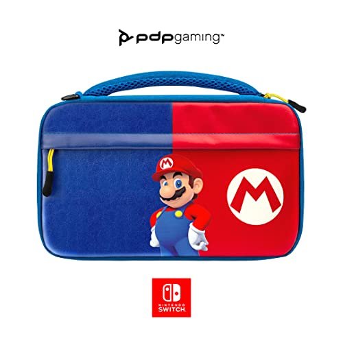 PDP Gaming Officially Licensed Switch Commuter Case - Mario - Semi-Hardshell Protection - Protective PU Leather - Holds 14 Games and Console - Works with Switch OLED and Lite - Fine for Kids / Travel