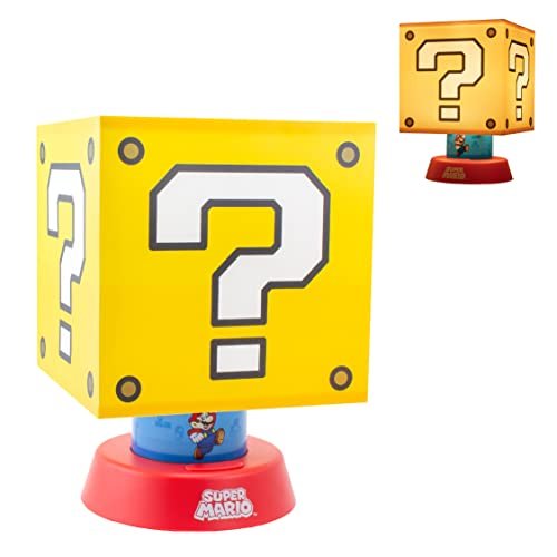 Paladone Super Mario Icon Lamp with 3 Brightness Settings and Auto Shut Off, Nintendo Game Merchandise and Themed Bedside Decor for Kids
