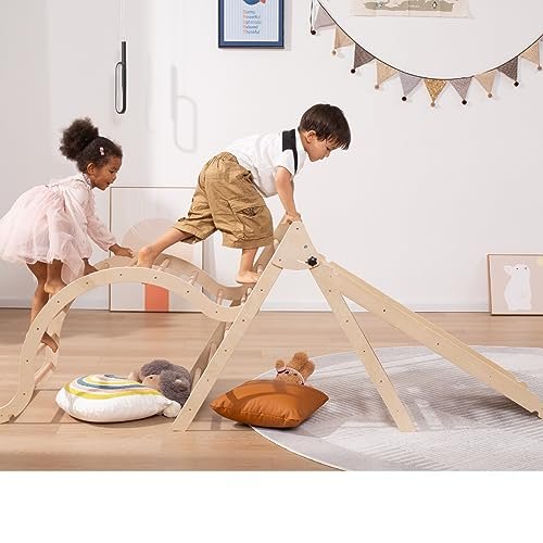 Giant bean Large Foldable Pikler Triangle Set with Sliding Ramp & Climbing Arch Ramp