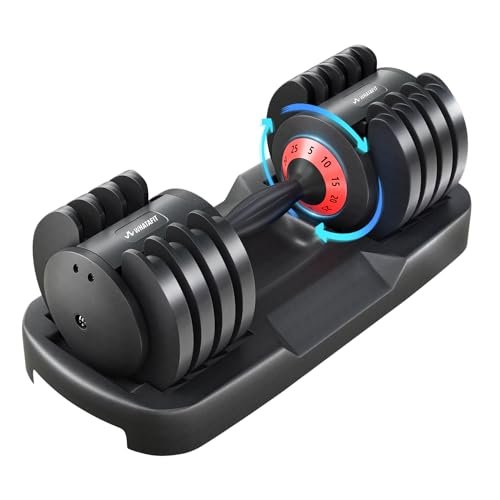Adjustable Dumbbells, 25LB Single Adjustable Dumbbell Set, 5 in 1 Free Weight Dumbbell,Fast Adjust Weight with Anti-Slip Handle and Tray for Full Body Workout Fitness Strength Training Equipment