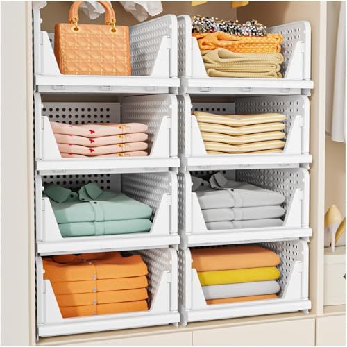 Upgraded Closet Organizers and Storage, Stackable Closet Organizer Basket