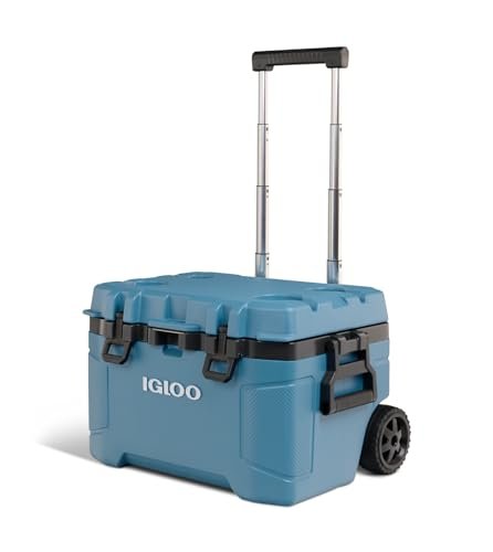 Igloo Trailmate 52Qt Wheeled Cooler, Insulated Hard Shell Ice Chest, Modern Blue