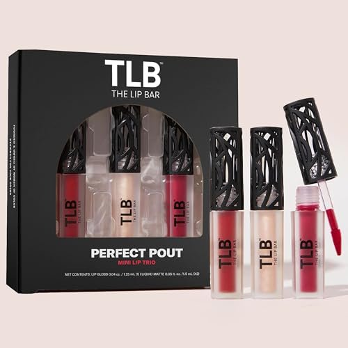 The Lip Bar - Perfect Pout Mini Lip Trio Gift Set (3 Products) - Nonstop Liquid Matte Lipstick & Non-Sticky Lip Gloss - Travel Size - Gift Box - Vegan, Gluten Free, Cruelty Free - Makeup & Cosmetics